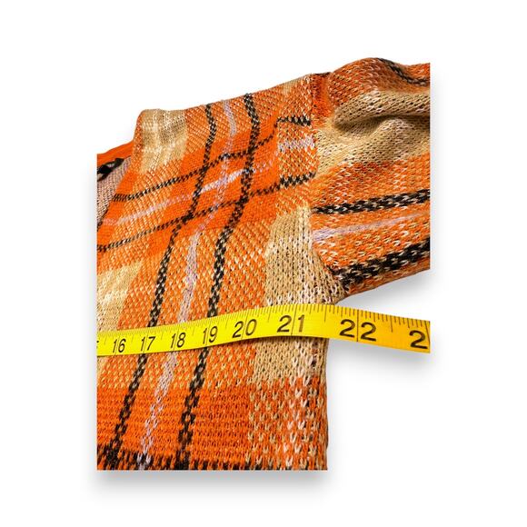 Forever 21 Orange Plaid Button Front Cardigan Size Medium - Picture 8 of 11